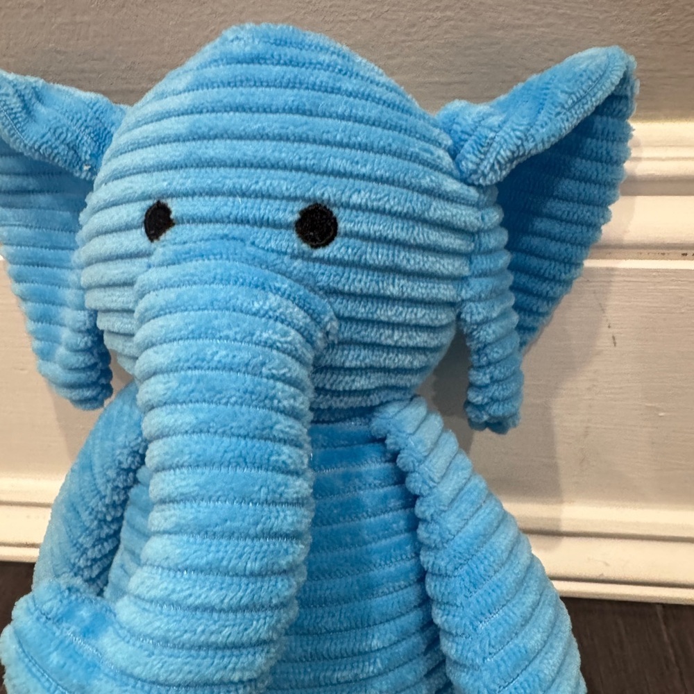 Like New Blue Corduroy Elephant Tough Plush Dog Pet Toy - Picture 2 of 5